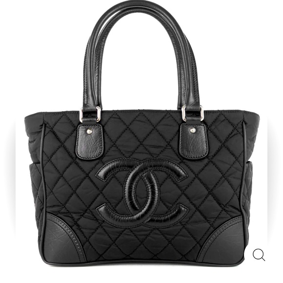 CHANEL Paris-New York Nylon w/ Leather Trim & Straps Black Quilted Tote Bag EUC - Picture 1 of 9